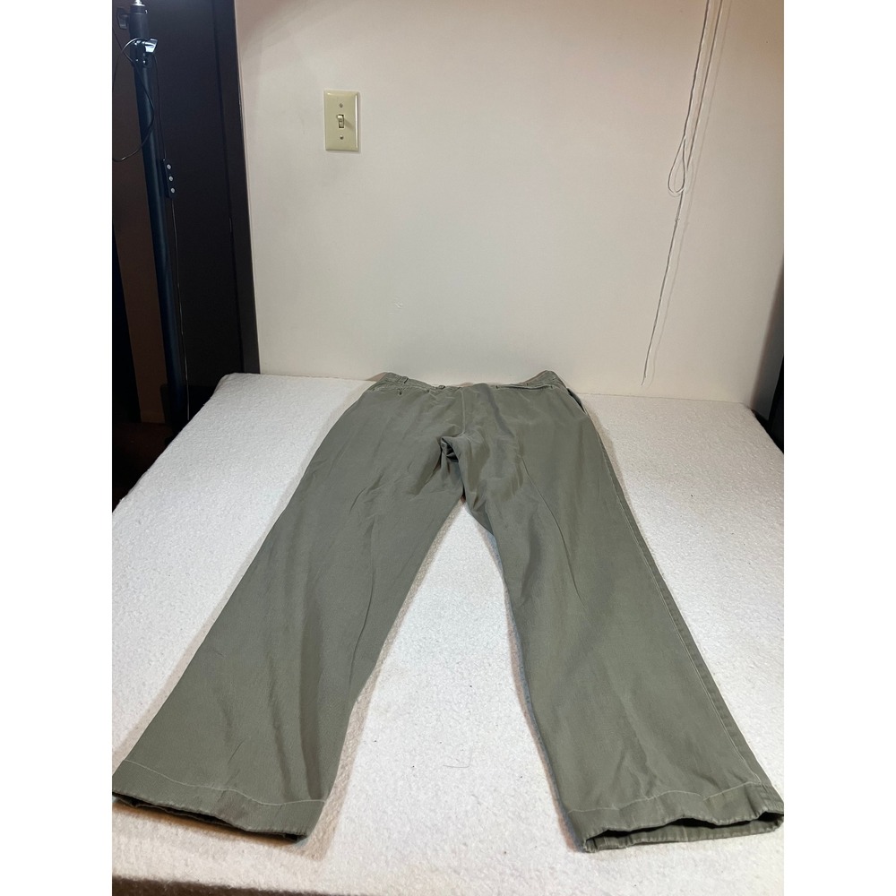 Bills Khakis M2 Classic Fit Chinos Mens 36 Green Olive Straight Leg Cotton Pants - Picture 2 of 9